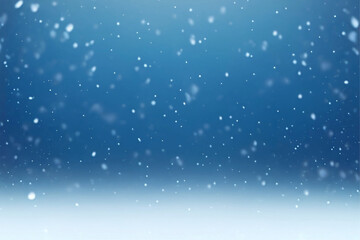 Fototapeta na wymiar Arte para fundo, azul com neve desfocada caindo. 