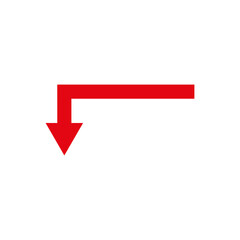Wide long red turn arrow. Path direction pointer. Vector illustration and symbol. - obrazy, fototapety, plakaty