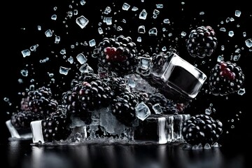 glass of water with grapes on black background generated by AI technology