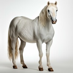 white horse isolated on white background. white horse isolated with shadow. horse