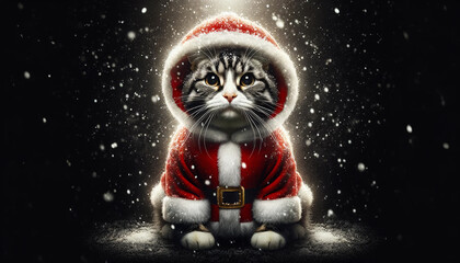 クリスマスにサンタクロースのコスプレをする猫01