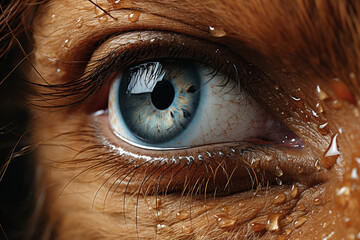 A close-up photograph of a horse's eye, revealing its depth and soulful expression that draws a connection between humans and animals. 