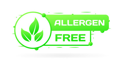 Allergen free sign. Flat, green sign, allergen free icon. Vector icon