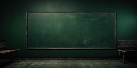 Green Board, Dark Green Wall Backdrop, Education Concept