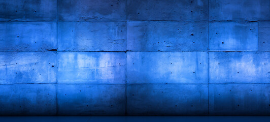 Blue concrete wall background with light and shadow, 3d render