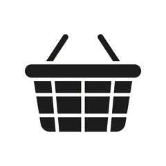 E Commerce Silhouette Icon. Shopping Basket Glyph Pictogram. Shop Bag for Food Purchase Solid Sign. Supermarket or Grocery Store Symbol. Retail Sale. Isolated Vector Illustration