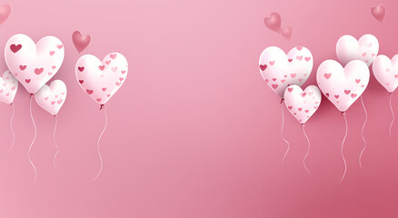 Romantic Pink Backdrop with Heart Balloons for Anniversary and Celebration