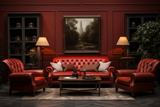 luxury red living room