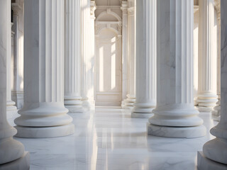 Obraz premium classical radiance, marble columns in soft lighting, casting shadows and highlights