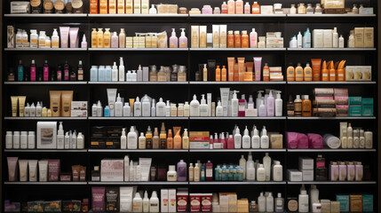 Showcase of Diverse Cosmetics in a Retail Store