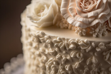 Elegant White Wedding Cake with Floral Accents