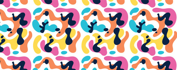 Vector abstract doodle shape colorful seamless pattern background