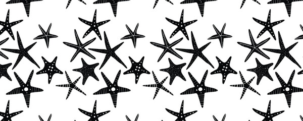 Vector black star seamless pattern background