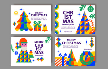 Set of Merry Christmas and Happy New Year 2024 vector illustration for social media post