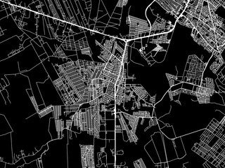 Vector road map of the city of Parnamirim in Brazil with white roads on a black background.