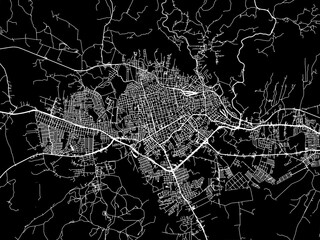 Vector road map of the city of Santa Maria in Brazil with white roads on a black background.