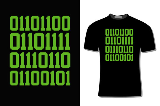  love  Binary Code Computer Programmer  T-Shirt Design For Print, Poster, Card, Mug, Bag, Invitation And Party