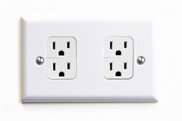 A power outlet on a white wall, supplying electricity to various devices through a plug and socket, illustrating technology and energy in a home.