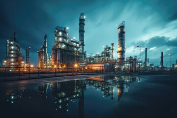 Fototapeta premium petrochemical refinery, a crucial hub for producing energy resources like gasoline from oil and gas