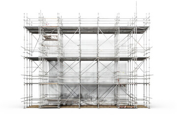 Fototapeta na wymiar A towering steel scaffold, an impressive architectural structure in an urban construction project.