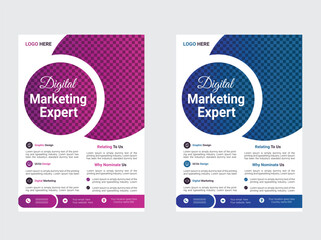 Corporate business flyer template design with  blue color. marketing, business proposal, promotion, advertise, publication, cover page. new digital marketing flyer set