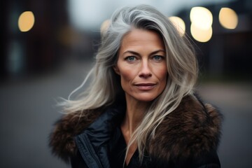 Portrait of a beautiful middle-aged woman on a city street