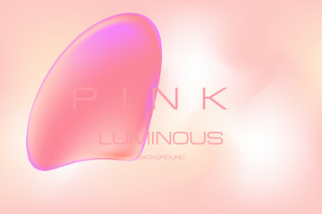 Glossy pink shape, smooth fluid acrylic element, abstract decorative scribble element for beauty treatment, makeup esthetics, cosmetology projects.