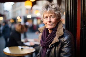 Portrait of a senior woman in a cafe in Paris, France