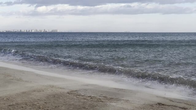 Malvarrosa beach during storm weather in Valencia in November