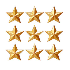 Star-shaped Golden Paper Stickers Isolated on Transparent or White Background, PNG