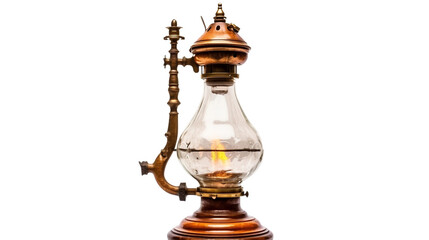Colorful Oil Lamp with a Glass Chimney Isolated on Transparent Background PNG.