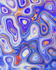 Abstract liquid space pattern art with circles and waves