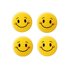 Smiley Face Stickers with Eyes Closed Isolated on Transparent or White Background, PNG