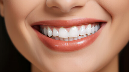 Fototapeta premium Close up cropped photo of woman mouth with perfect white teeth