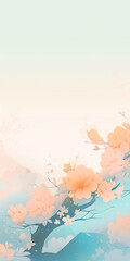 Spring scenery in the Watercolor Landscape background. 