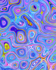 Abstract liquid space pattern art with circles and waves