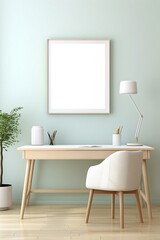 Mock up poster frame in interior background, Scandinavian style