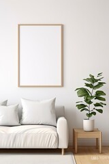 Mock up poster frame in interior background, Scandinavian style