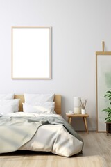 Mock up poster frame in interior background, Scandinavian style