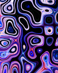 Abstract liquid space pattern art with circles and waves