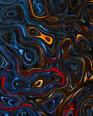 Abstract liquid space pattern art with circles and waves