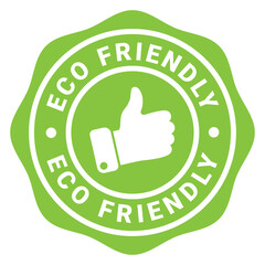Green Eco Friendly isolated rubber stamp sticker with Thumb Up icon vector illustration - obrazy, fototapety, plakaty