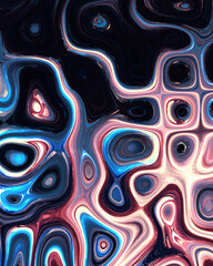 Abstract liquid space pattern art with circles and waves