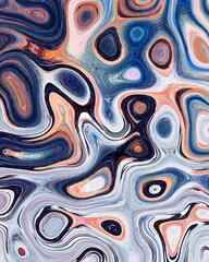 Abstract liquid space pattern art with circles and waves