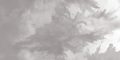 Black powder explosion with dark colors isolated white background. Abstract powder splatted on white background, freeze motion of black powder exploding or throwing black powder.