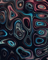 Abstract liquid space pattern art with circles and waves