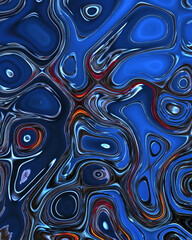 Abstract liquid space pattern art with circles and waves