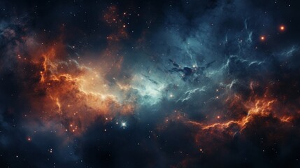 Nebula Space Blue and Orange Epic Background
 - obrazy, fototapety, plakaty