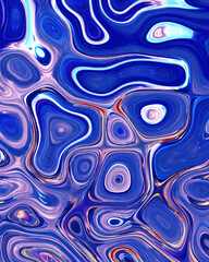 Abstract liquid space pattern art with circles and waves