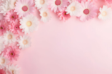 Fototapeta na wymiar Soft Pastels: Floral Flat Lay